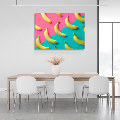 For the kitchen Bananas blue and pink Canvas Wall Art Print For Kitchen