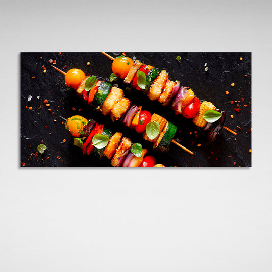 For the kitchen Vegetarian shish kebab Canvas Wall Art Print For Kitchen