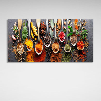 For the kitchen Spoonfuls of spices and condiments Canvas Wall Art Print For Kitchen