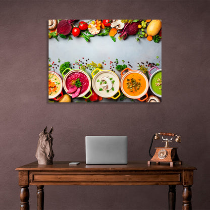 For the kitchen Brightly colored cream soupsCanvas Wall Art Print For Kitchen