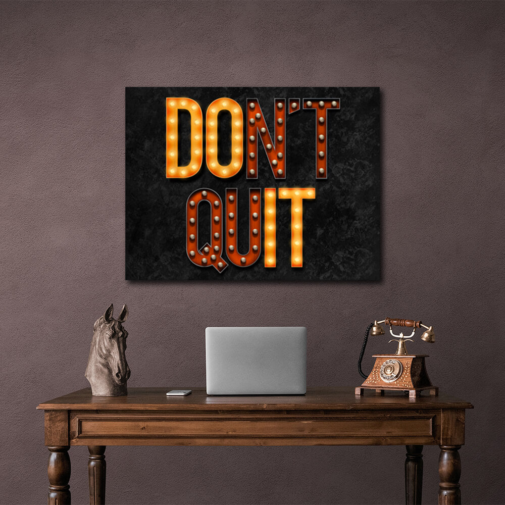 To motivate Don't quit light Motivational Canvas Wall Art Print