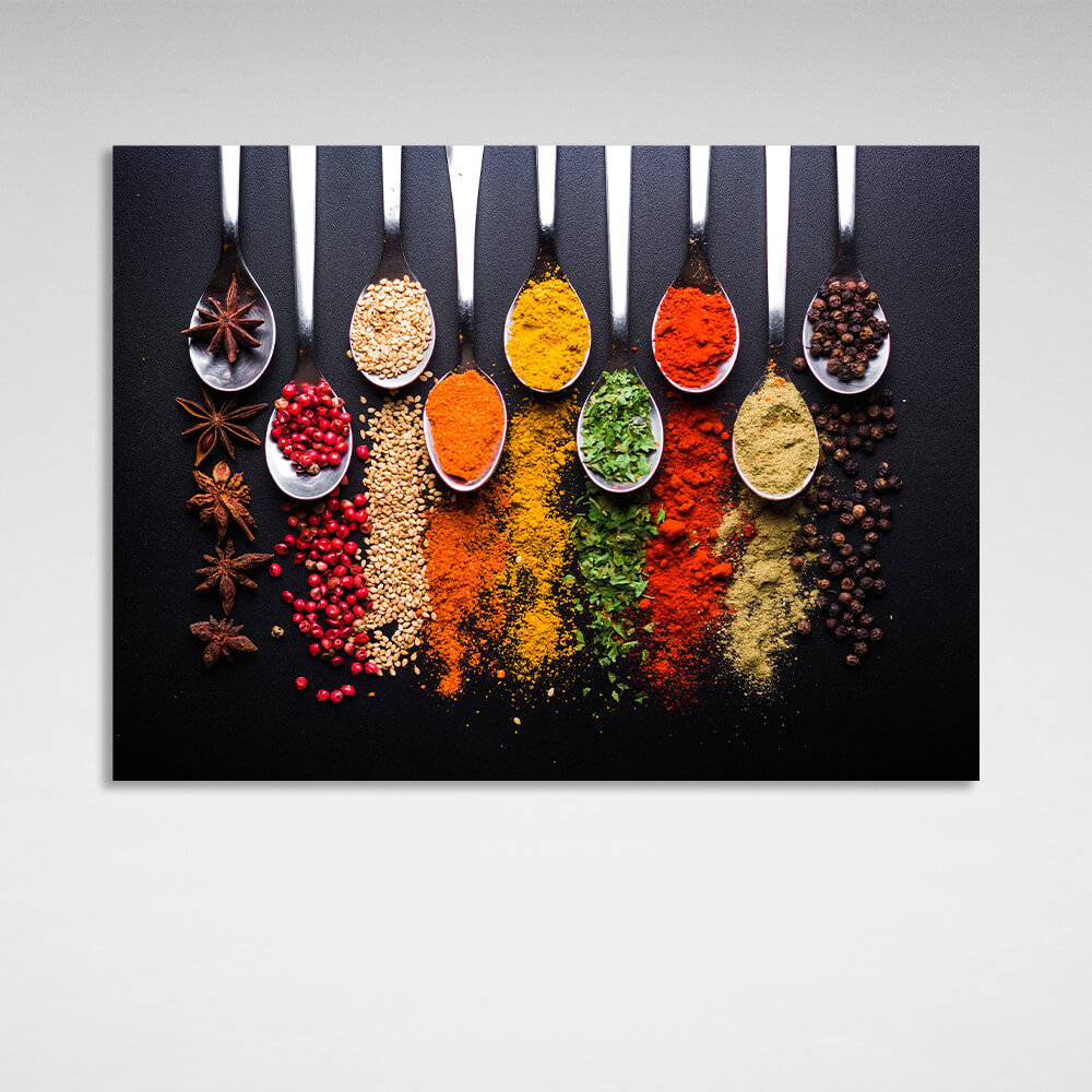 For the kitchen Spices by the spoonful Canvas Wall Art Print For Kitchen