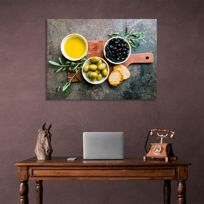 For the kitchen Olives and bread Canvas Wall Art Print For Kitchen