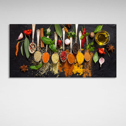 For the kitchen Spices in spoons Canvas Wall Art Print For Kitchen