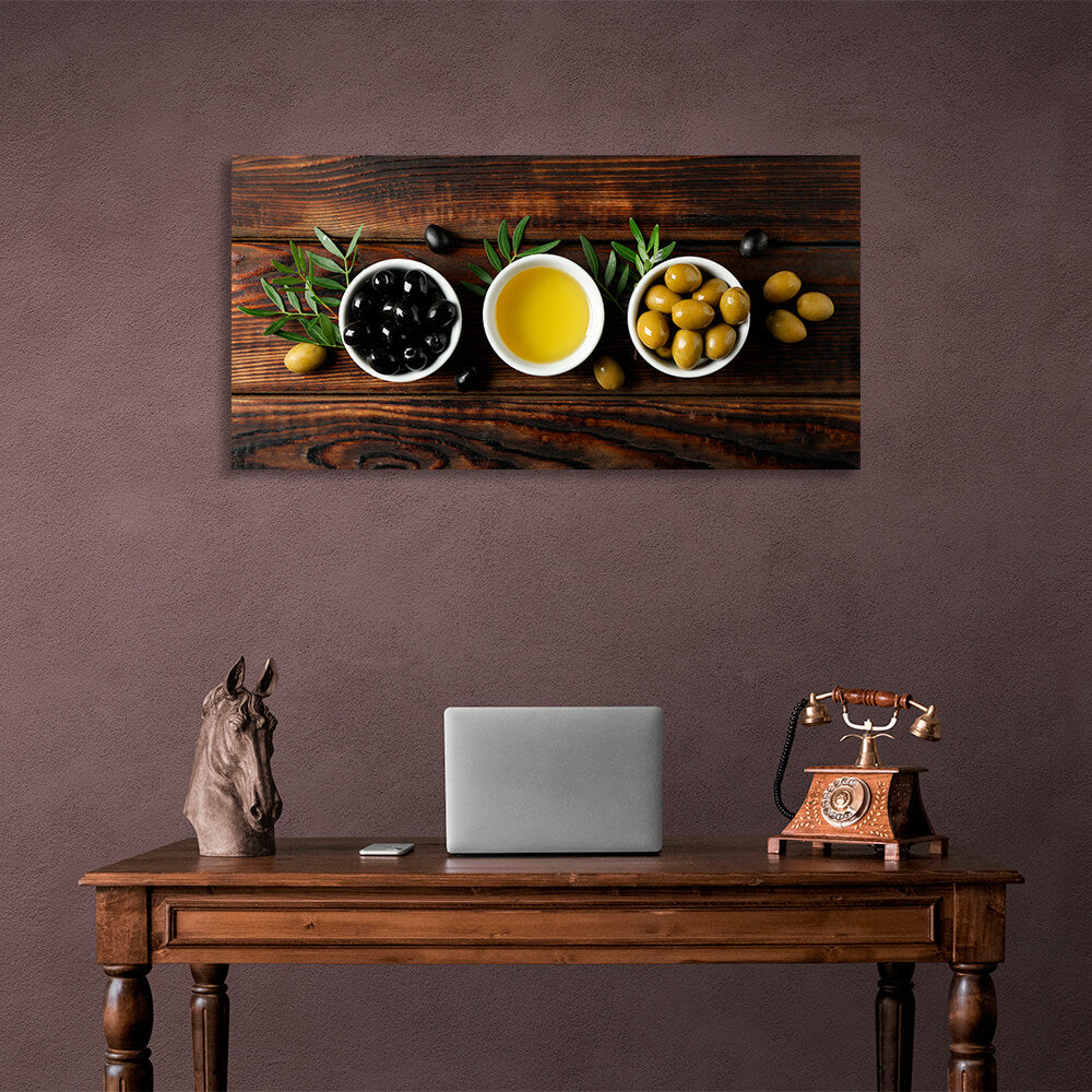 For the kitchen Olives and olive oil Canvas Wall Art Print For Kitchen