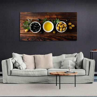 For the kitchen Olives and olive oil Canvas Wall Art Print For Kitchen