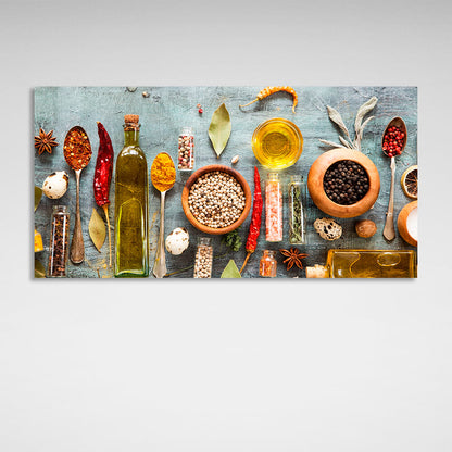 For the kitchen Spices and oilCanvas Wall Art Print For Kitchen