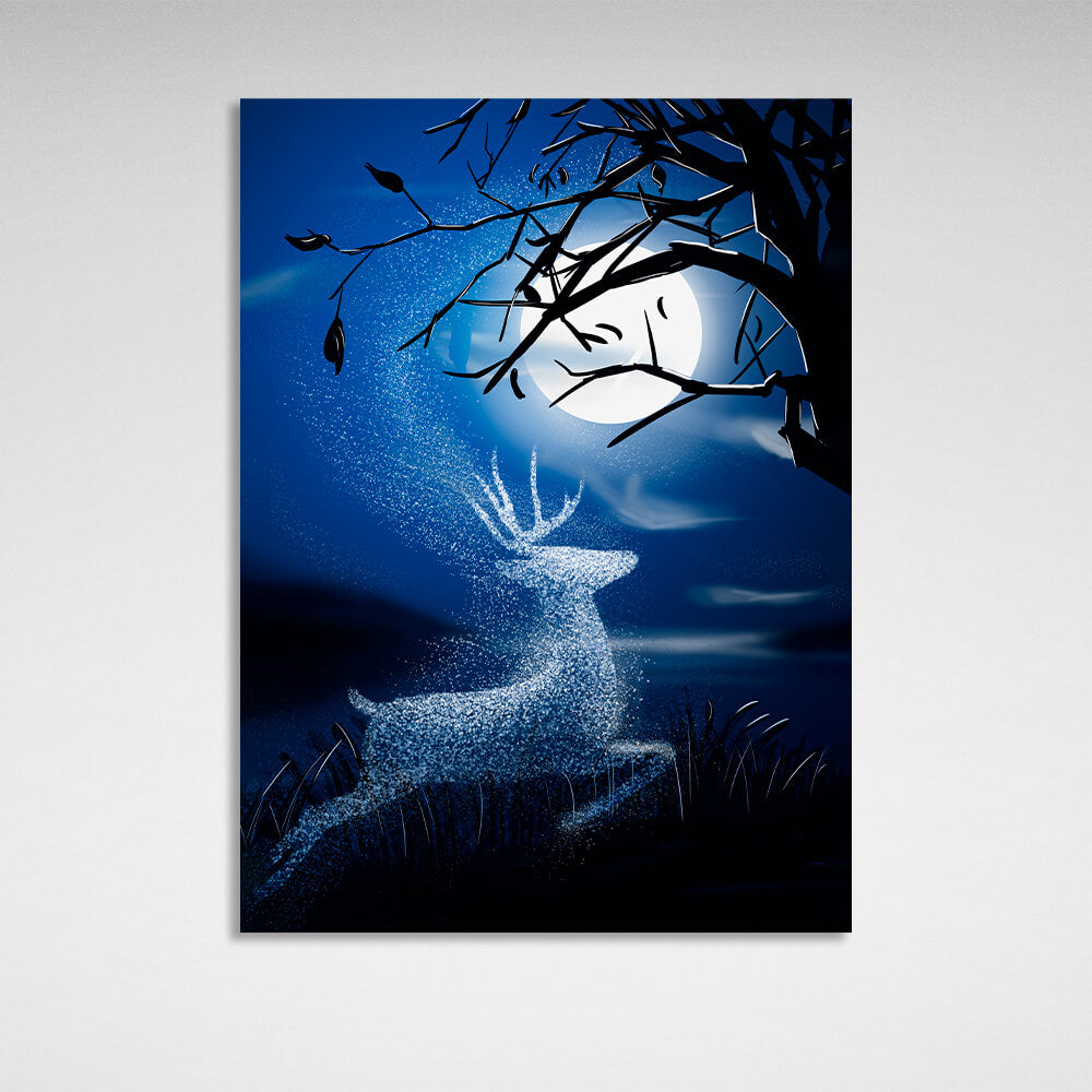 For home The night and the deer Canvas Wall Art Print