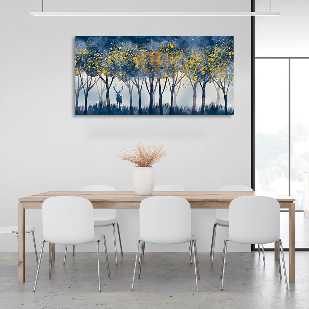 For home Forest, deer and birds Canvas Wall Art Print