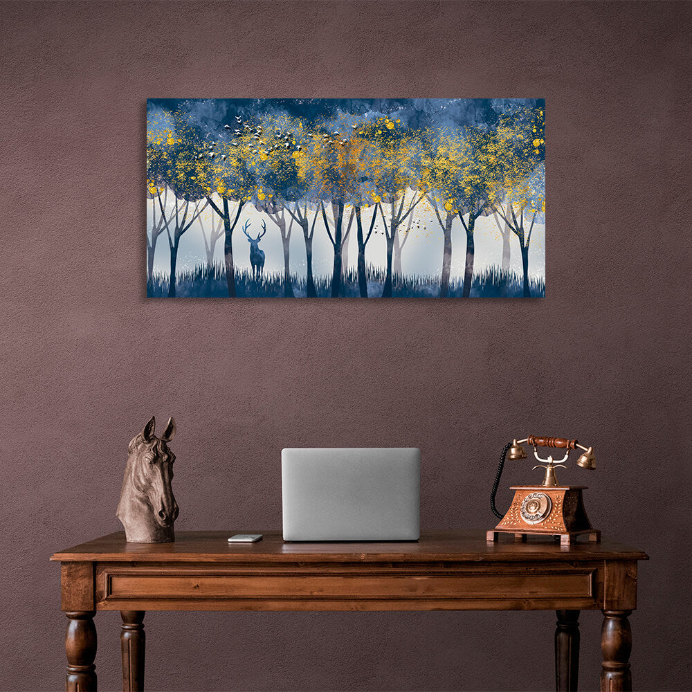 For home Forest, deer and birds Canvas Wall Art Print