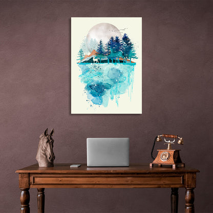 For home A deer in the woods Canvas Wall Art Print