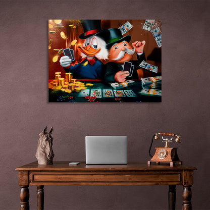 Scrooge, monopoly, cards Inspirational Canvas Wall Art Print