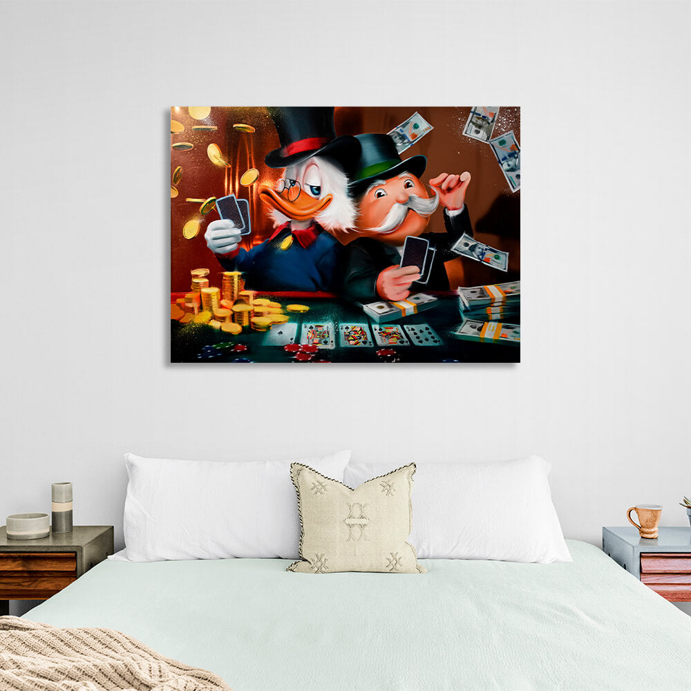 Scrooge, monopoly, cards Inspirational Canvas Wall Art Print