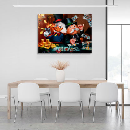 Scrooge, monopoly, cards Inspirational Canvas Wall Art Print