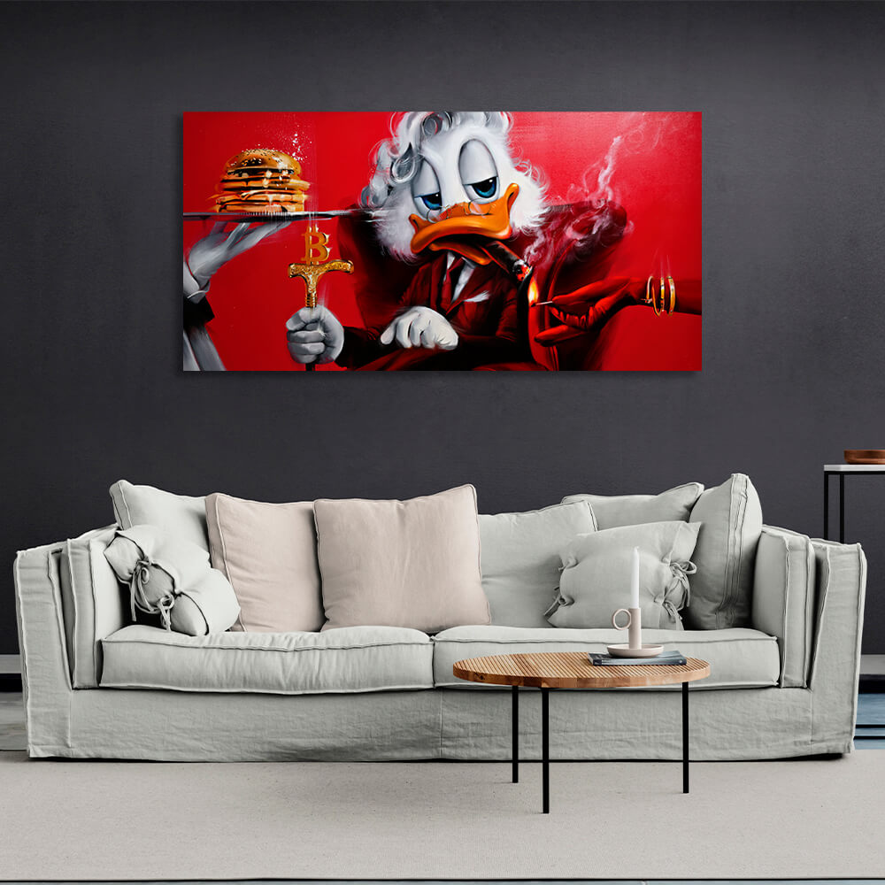 Scrooge, the Bitcoin cane Inspirational Canvas Wall Art Print