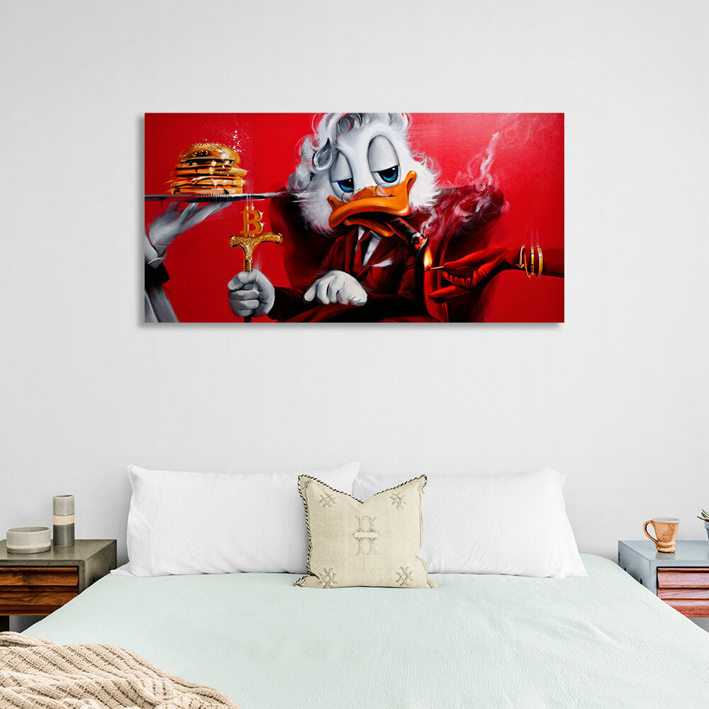 Scrooge, the Bitcoin cane Inspirational Canvas Wall Art Print