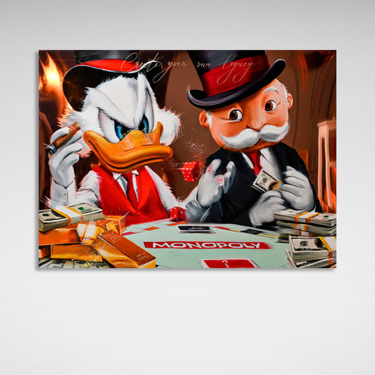 Scrooge, monopoly, gold Inspirational Canvas Wall Art Print