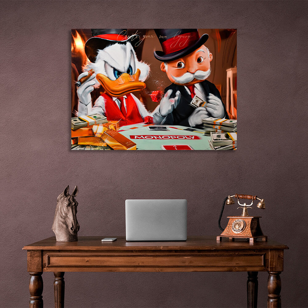 Scrooge, monopoly, gold Inspirational Canvas Wall Art Print