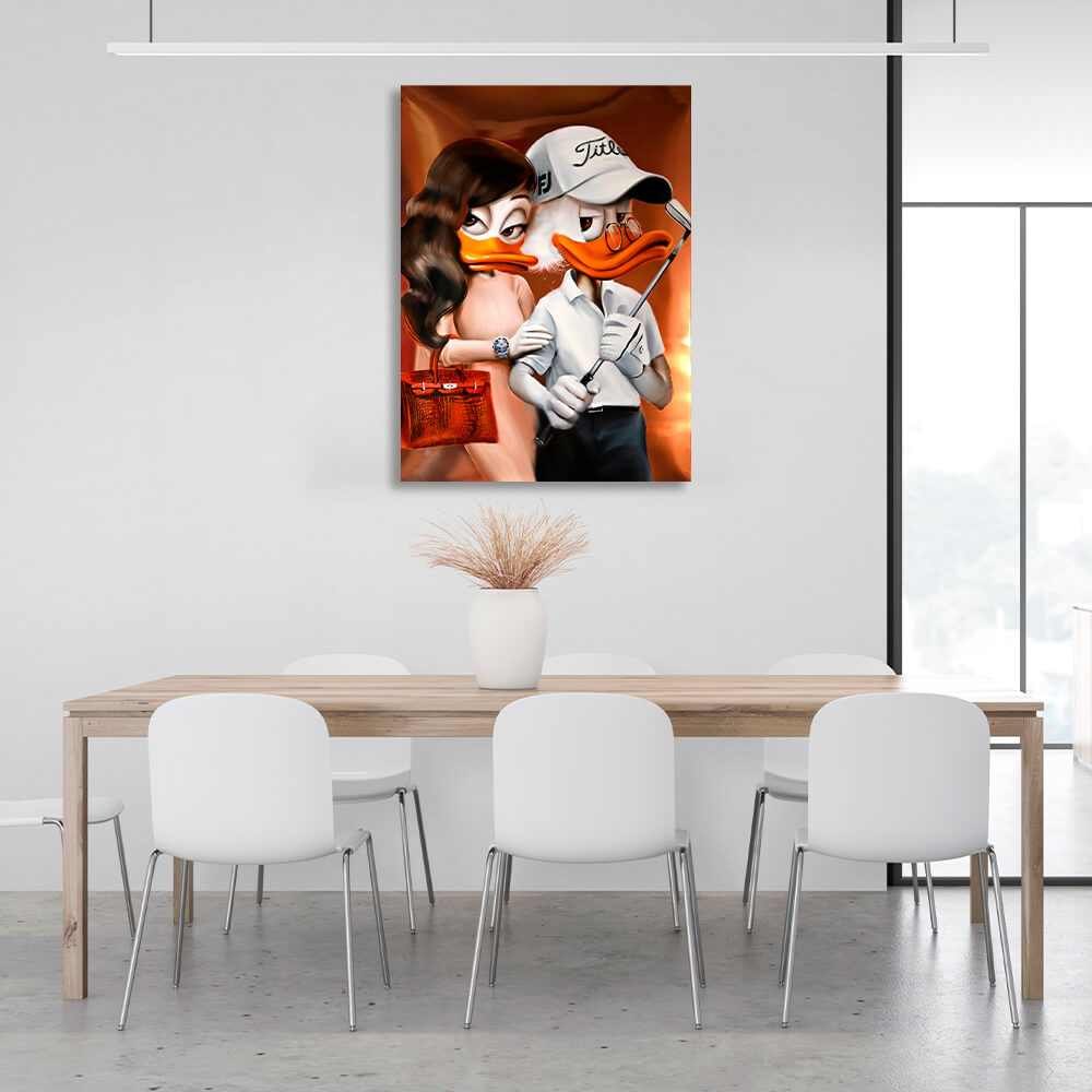 Scrooge the golfer Inspirational Canvas Wall Art Print