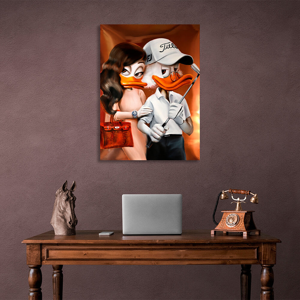 Scrooge the golfer Inspirational Canvas Wall Art Print