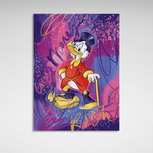 Scrooge and the bag of money Inspirational Canvas Wall Art Print