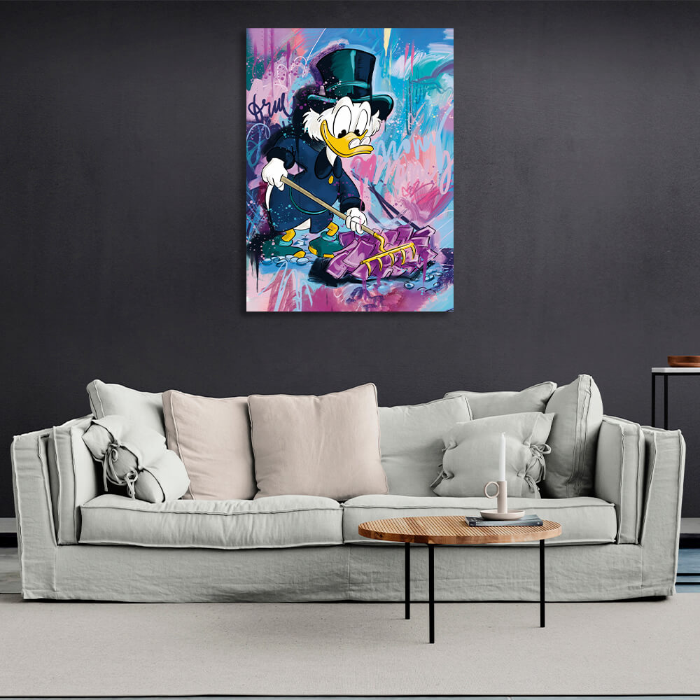 Scrooge, pitchfork, money Inspirational Canvas Wall Art Print