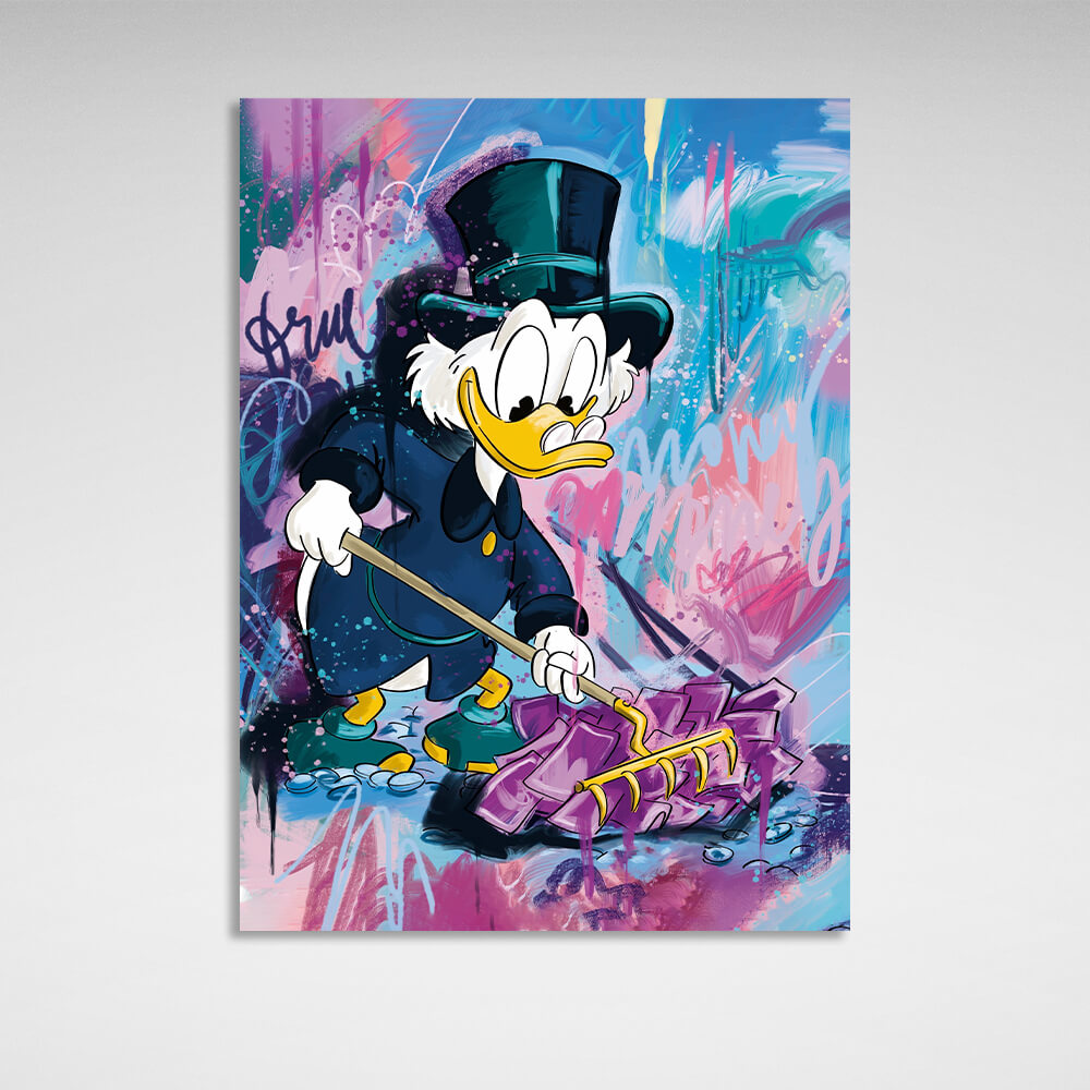 Scrooge, pitchfork, money Inspirational Canvas Wall Art Print