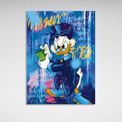 Scrooge with a wad of money Inspirational Canvas Wall Art Print