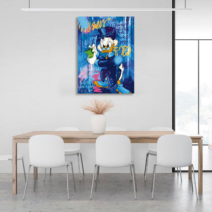 Scrooge with a wad of money Inspirational Canvas Wall Art Print