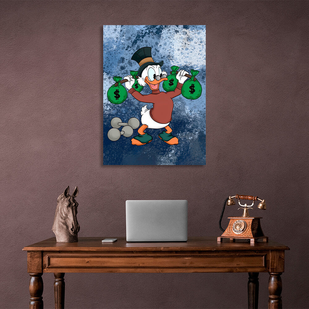 Scrooge's money-bags workout Inspirational Canvas Wall Art Print