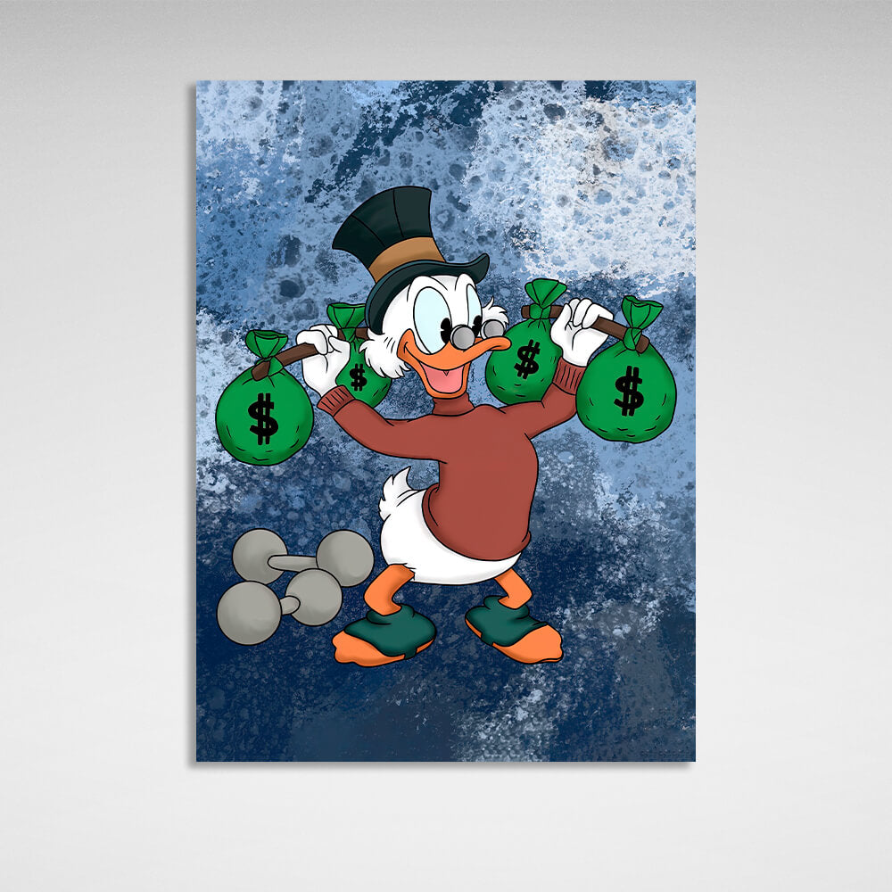 Scrooge's money-bags workout Inspirational Canvas Wall Art Print