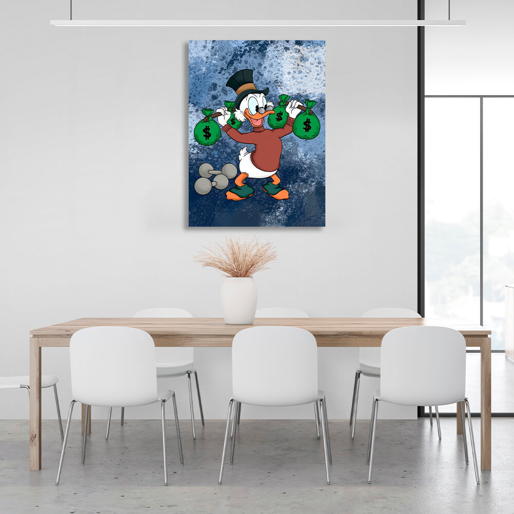 Scrooge's money-bags workout Inspirational Canvas Wall Art Print