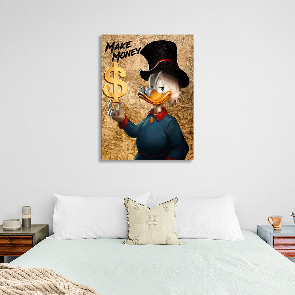 Scrooge, make money Inspirational Canvas Wall Art Print