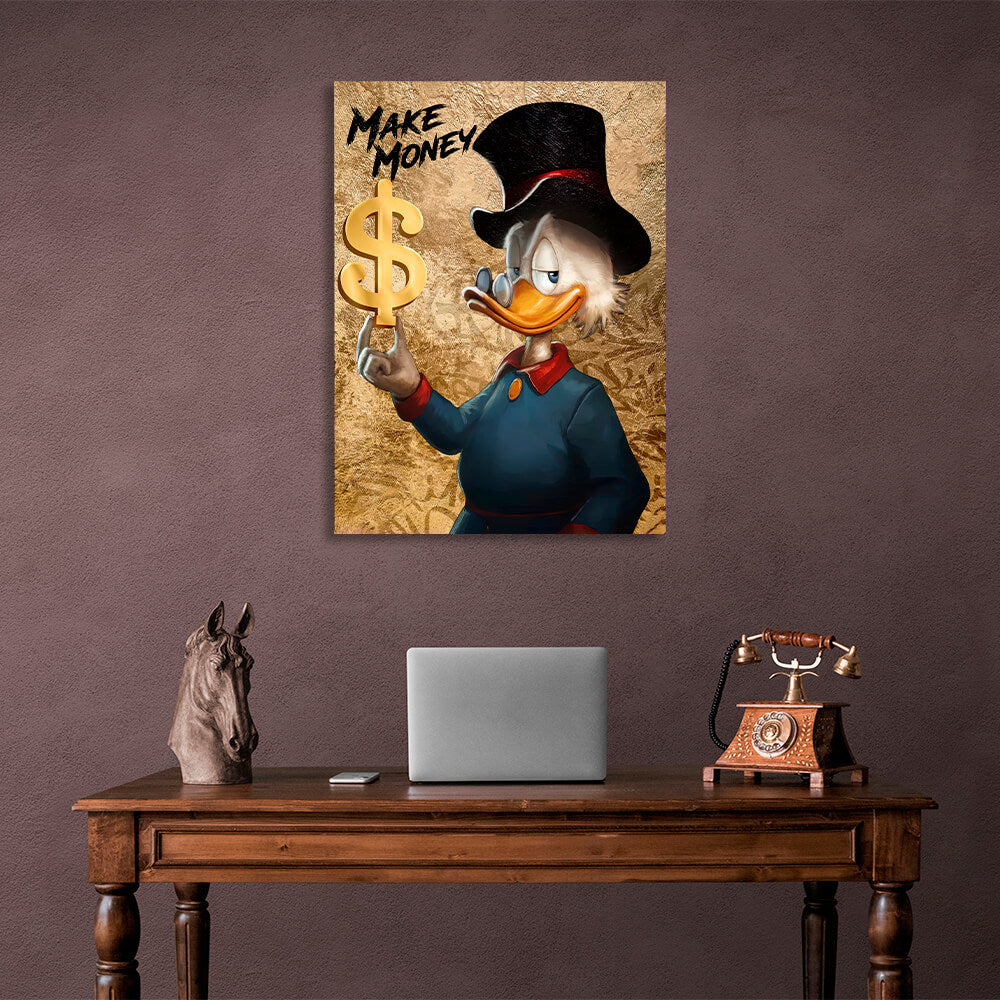 Scrooge, make money Inspirational Canvas Wall Art Print