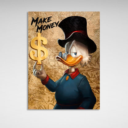 Scrooge, make money Inspirational Canvas Wall Art Print