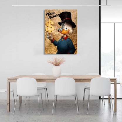 Scrooge, make money Inspirational Canvas Wall Art Print