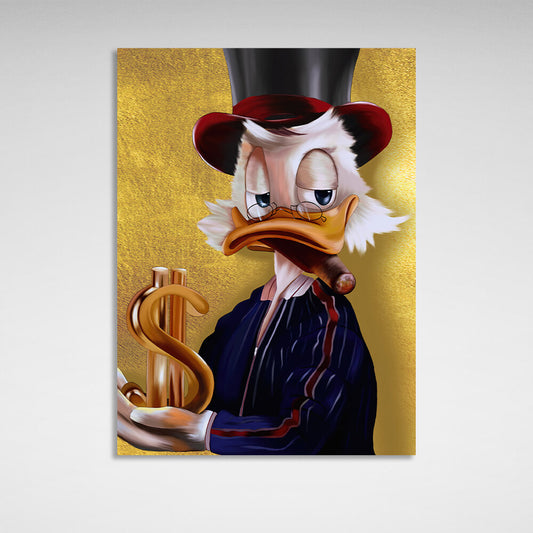 Scrooge and the dollar sign Inspirational Canvas Wall Art Print