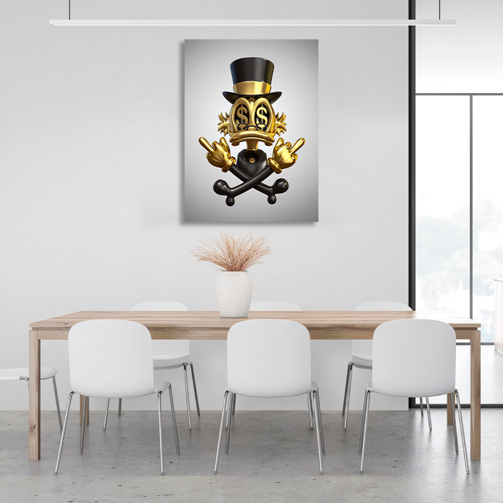 Scrooge's golden middle finger Inspirational Canvas Wall Art Print