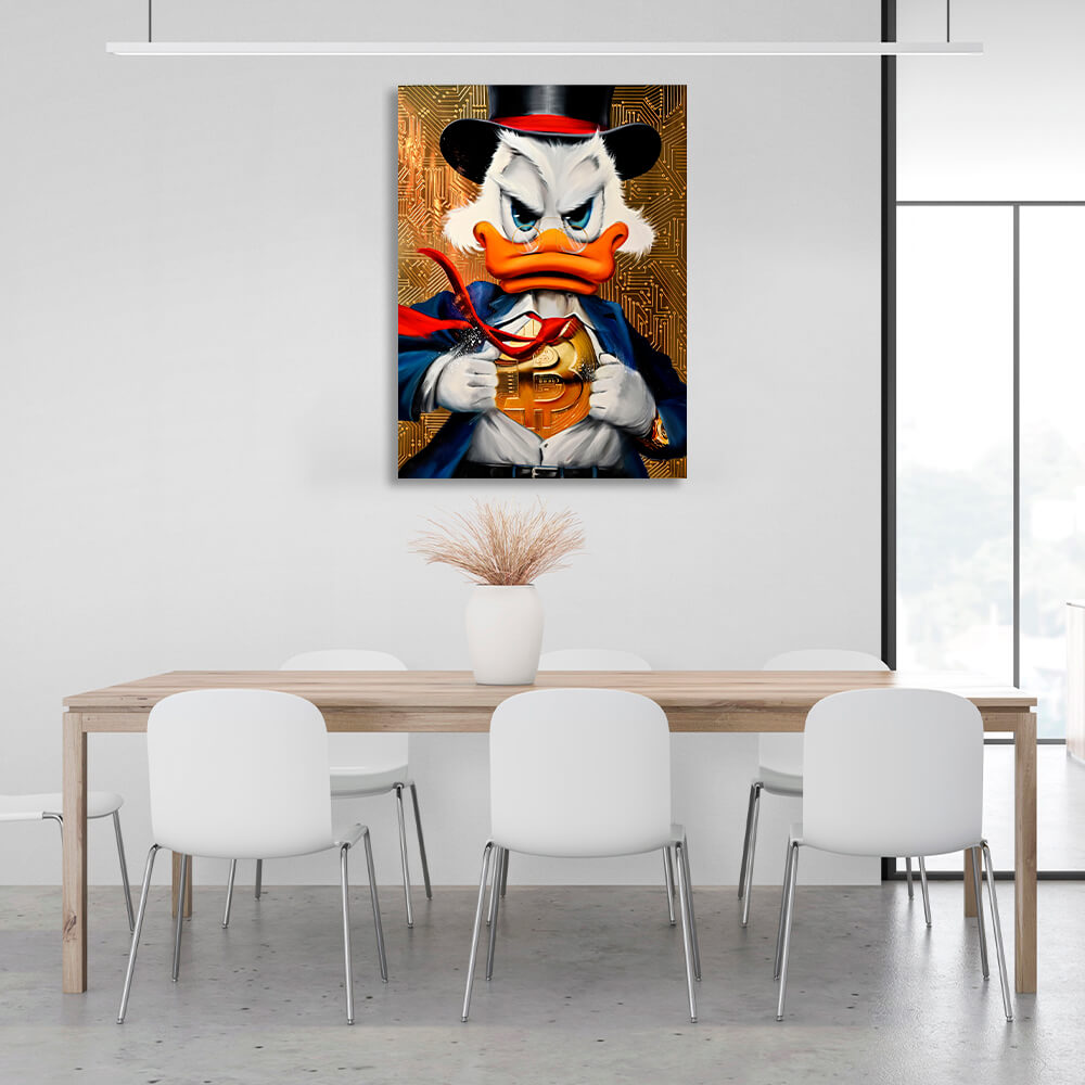 Scrooge is a Bitcoin super-hero Inspirational Canvas Wall Art Print