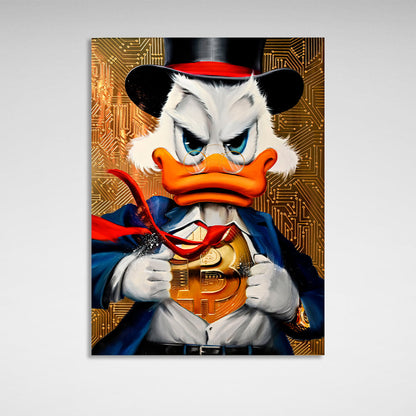 Scrooge is a Bitcoin super-hero Inspirational Canvas Wall Art Print