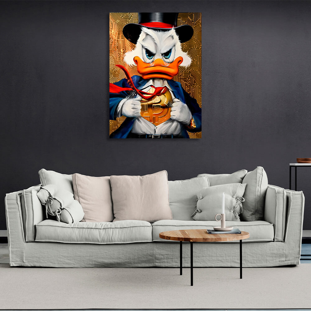 Scrooge is a Bitcoin super-hero Inspirational Canvas Wall Art Print