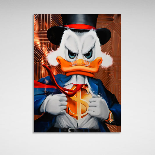 Scrooge the super-hero dollar Inspirational Canvas Wall Art Print