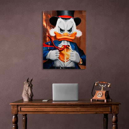 Scrooge the super-hero dollar Inspirational Canvas Wall Art Print