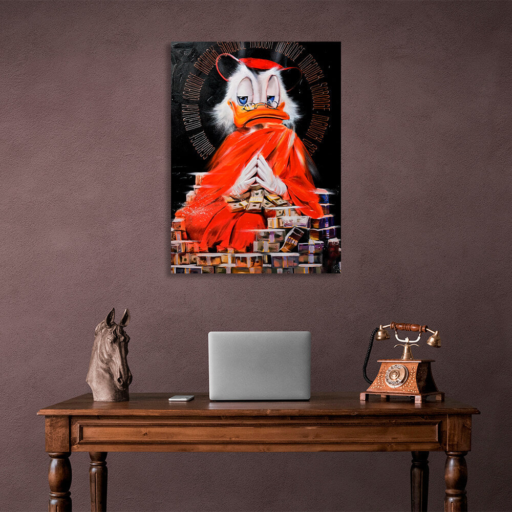 Scrooge meditation wealth Inspirational Canvas Wall Art Print