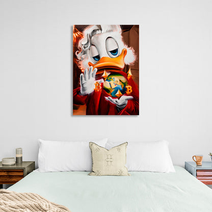 Scrooge the wizard of Bitcoin Ethereum Inspirational Canvas Wall Art Print