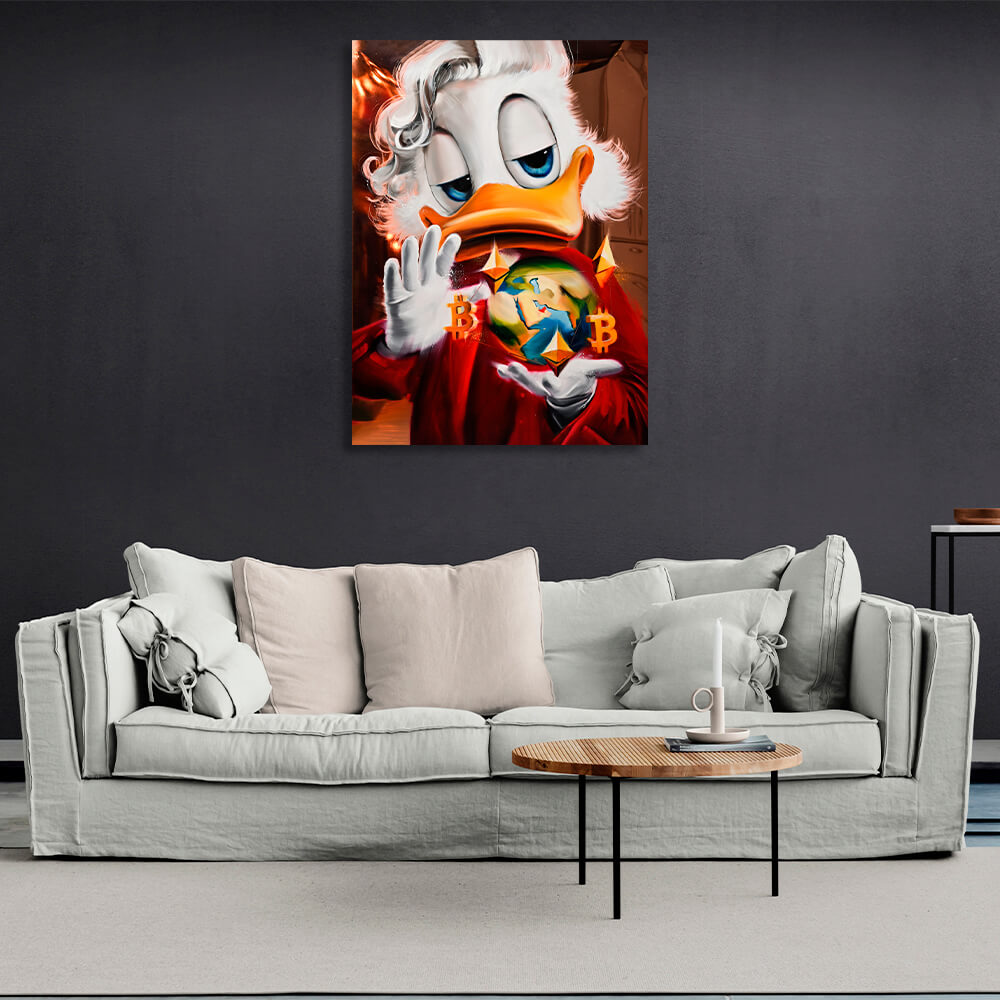 Scrooge the wizard of Bitcoin Ethereum Inspirational Canvas Wall Art Print