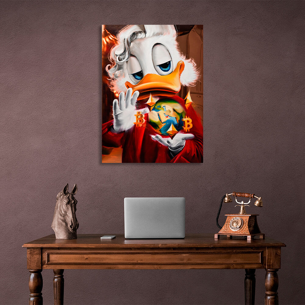 Scrooge the wizard of Bitcoin Ethereum Inspirational Canvas Wall Art Print