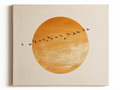 Golden Sun & Flying Birds Canvas Wall Art | Minimalist Japandi Wall Decor | Scandinavian Abstract Painting