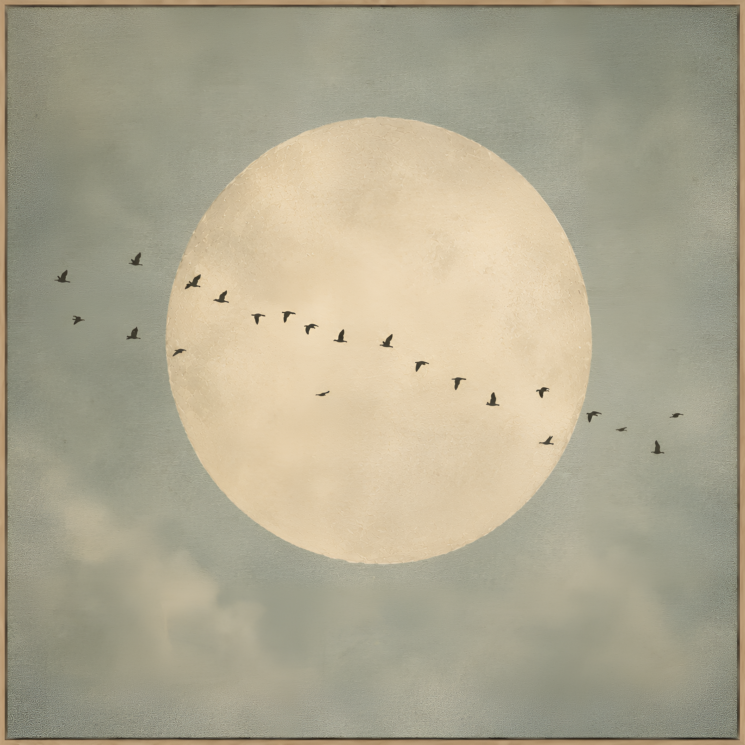 Moonlit Flight Canvas Wall Art | Minimalist Japandi Moon Print