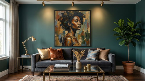 Modern Black Woman Abstract Canvas Wall Art – Minimal Portrait That Adds Depth & Character to Your Space
